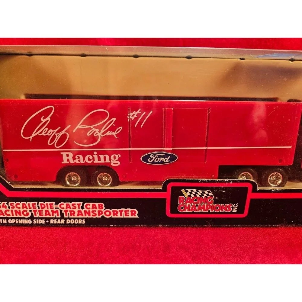 GEOFF BODINE NASCAR‎ TRANSPORTER BUNDLE w/MATCHING STOCKCAR & PLAYER CARD